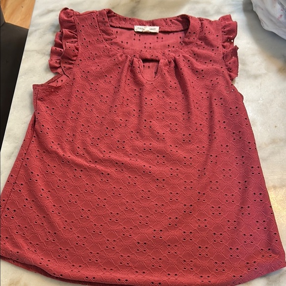 PerSeption Concept Pink Flutter Sleeve Ruffled Blouse - Picture 2 of 6